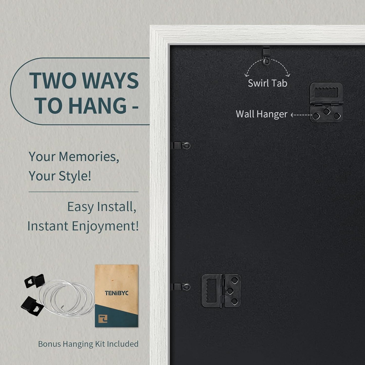 16x24 Poster Frame 3 Pack - White, Textured Solid Wood Picture Frame, Wall Gallery Photo Frame