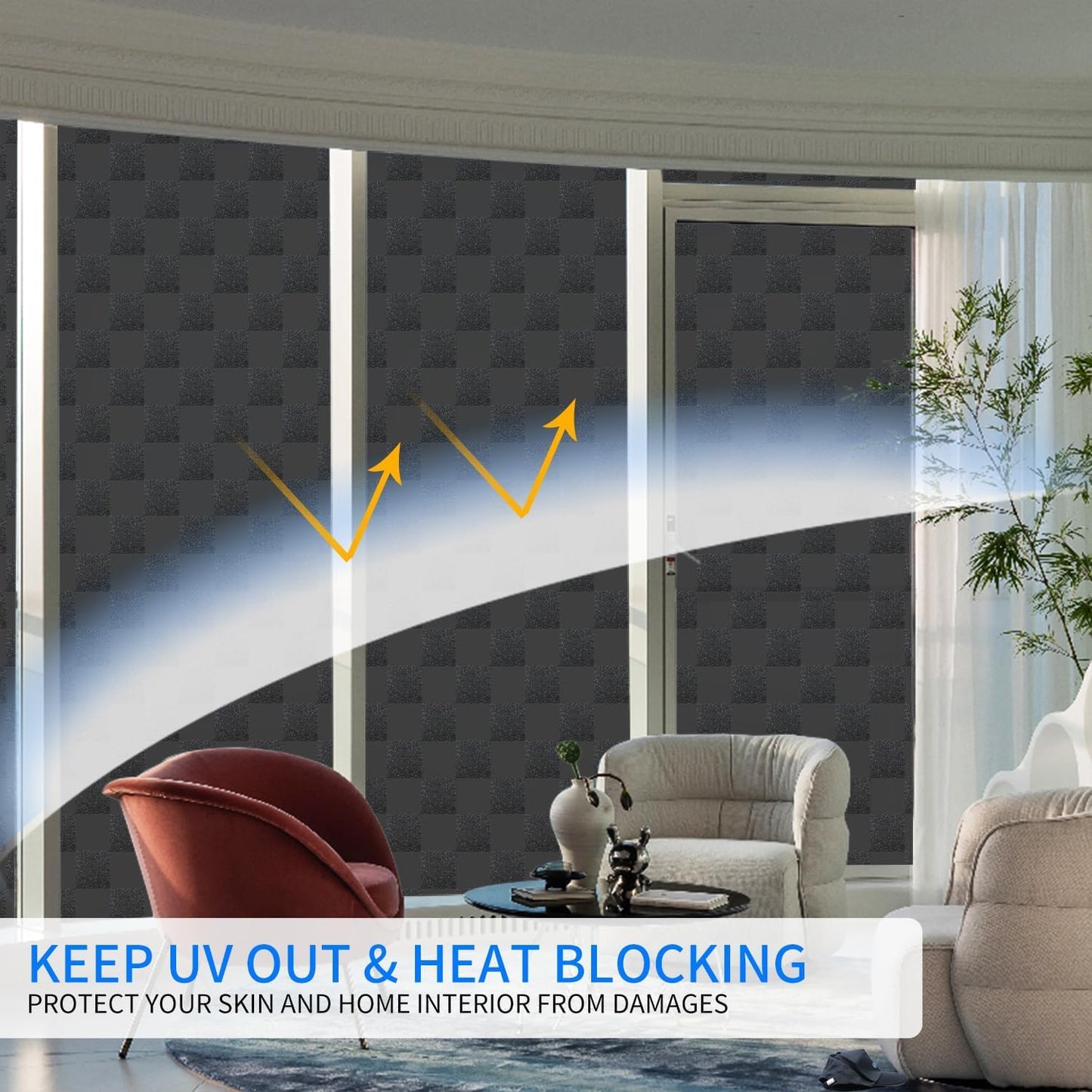 Window Film Privacy Day and Night with Installation Tools, Static Cling Glass Film Ideal for Home Shower Office Glass Door (Black, 23.6 x 196.9 Inch)