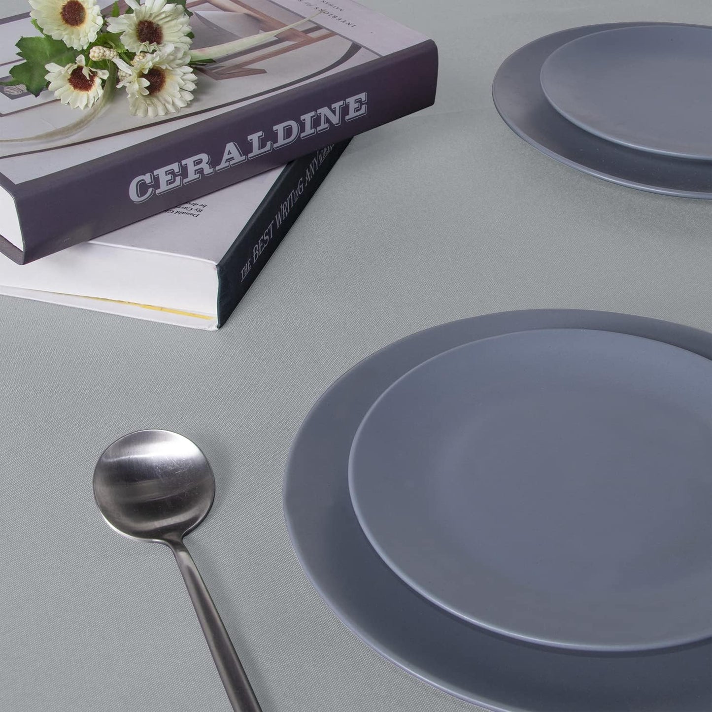 sancua Rectangle Tablecloth - 70 x 120 Inch - Stain and Wrinkle Resistant Washable Polyester Table Cloth, Decorative Fabric Table Cover for Dining Tables, Buffet Parties and Camping, Silver Grey