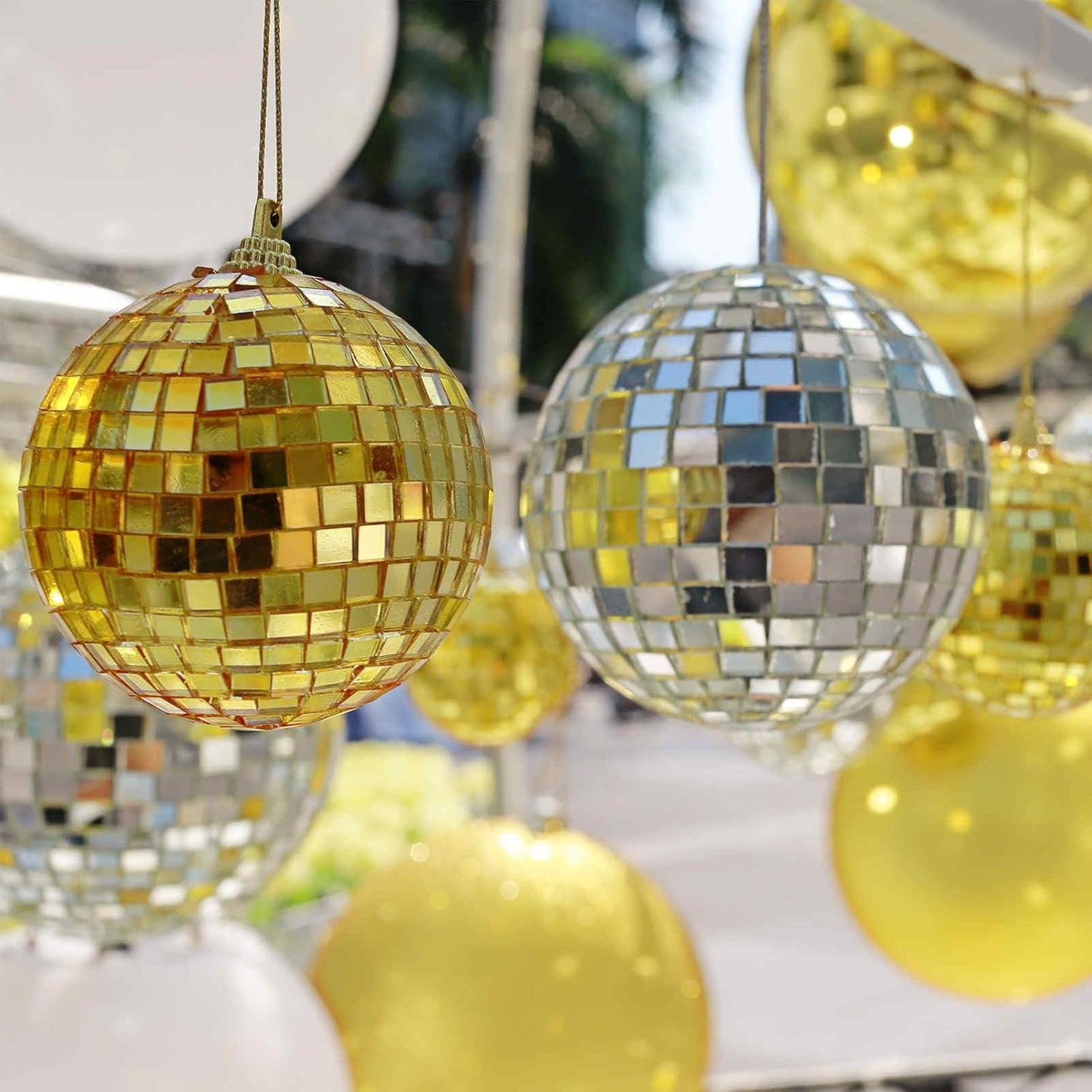 HARFINGTON 10 Sheet 4800 Pieces Self Adhesive Mirror Mosaic Tiles 5x5mm Small Square Mirror Tiles Sticker Disco Ball Stickers Mini Glass Tiles for DIY Craft Party Home Decoration, Gold