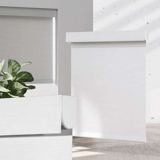 Blackout Roller Shades for Indoor Windows, Cordless Jacquard Fabric-Matched Roller Blinds, Easy to Install Privacy UV Protection Roll Up Blinds for Home Office, Pure White, 23" W x 72" H