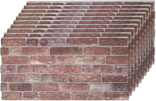 IZODEKOR 3D Wall Panels Brick Effect - Cladding, Stone Look, Styrofoam Facing for Living Room, Kitchen, Bathroom, Balcony, Bedroom, Back of Counter | Old Castle (10 x Panels) - Covers 53 sq ft