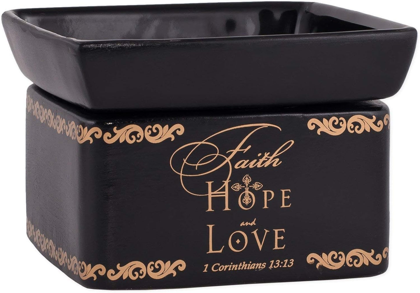 Elanze Designs Faith Hope Love Ceramic Stoneware Electric 2 in 1 Jar Candle and Wax and Oil Warmer