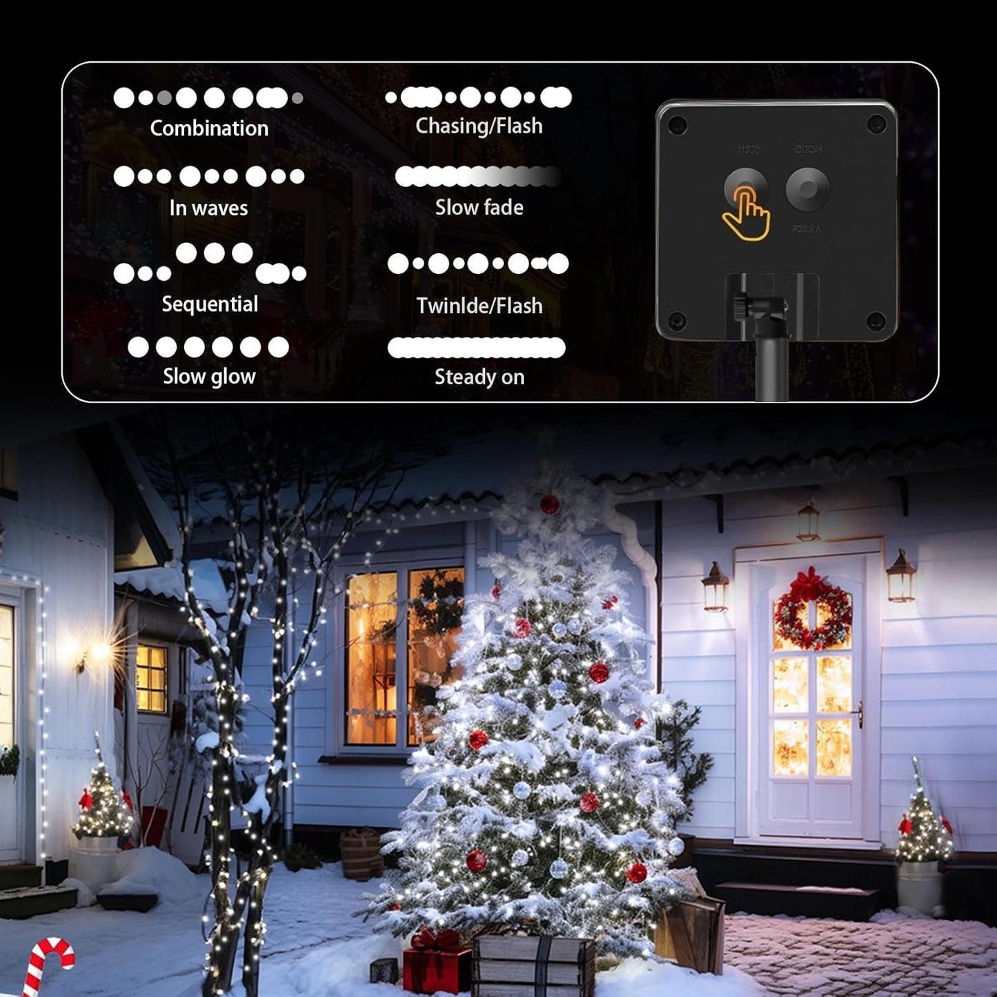 2 Pack Solar String Lights Outdoor, 200 LED Extra-Long 78Ft Solar Lights Outdoor with 8 Lighting Modes, IP65 Waterproof for Garden, Patio, Xmas, Balcony, Tree, Wedding, Party Decor (White)