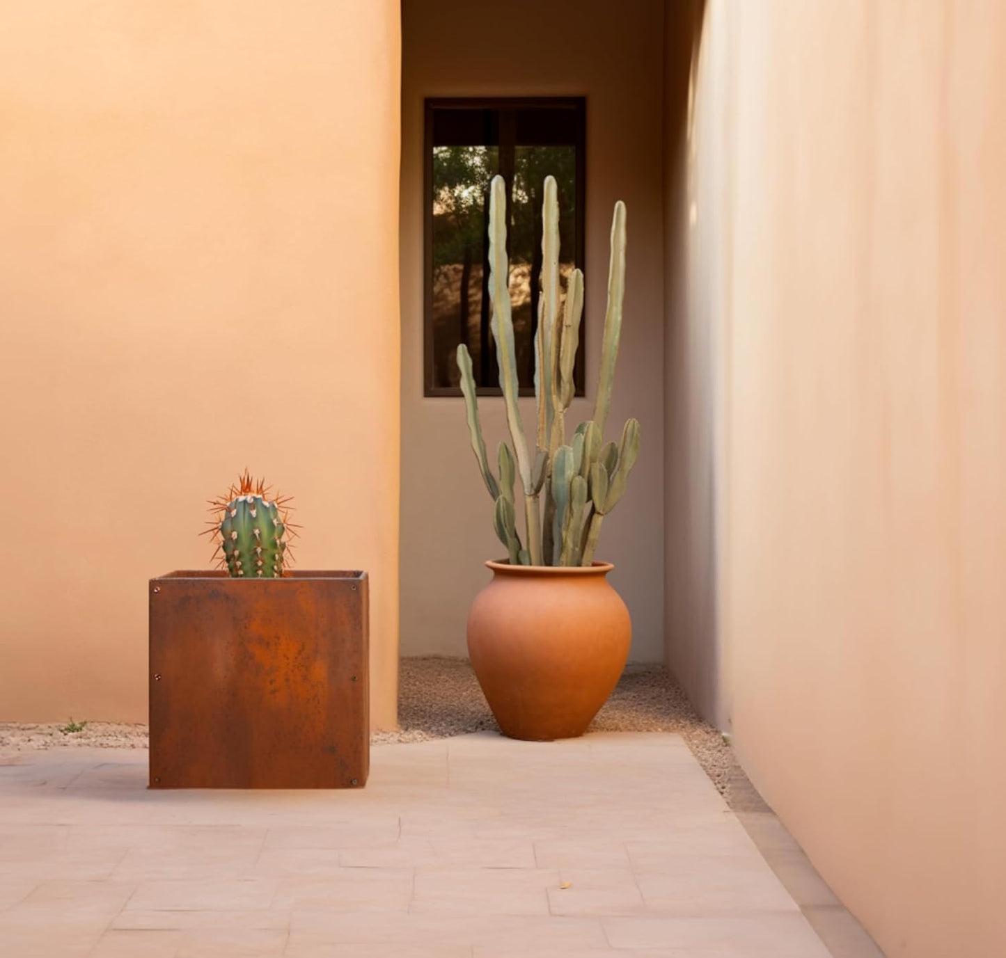 DIY CARTEL Corten Steel Cube Outdoor Planter Box, Rustic & Modern Farmhouse Design, Large Raised Metal Garden Bed for Commercial & Residential Use (12in x 12in)
