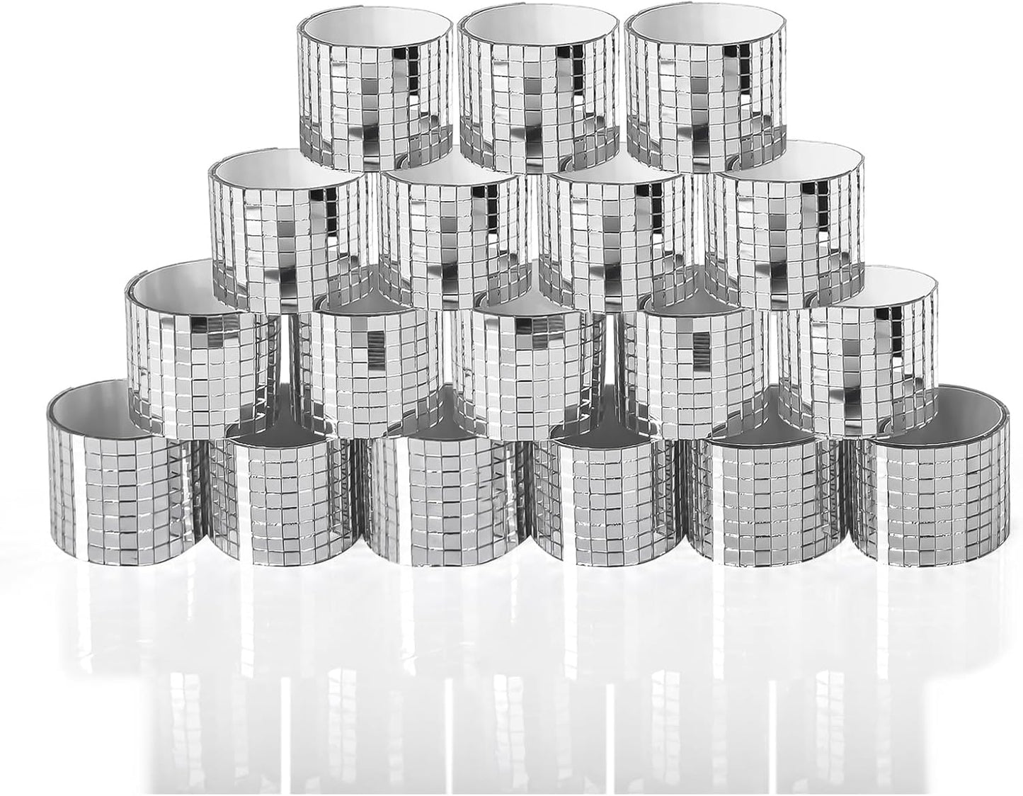 LONGKING 7092 Pieces Self-Adhesive Mirror Tiles, Square Mirror Stickers Mosaic Tiles, Glass DIY Craft Decoration, Disco Ball Tiles(Silver)