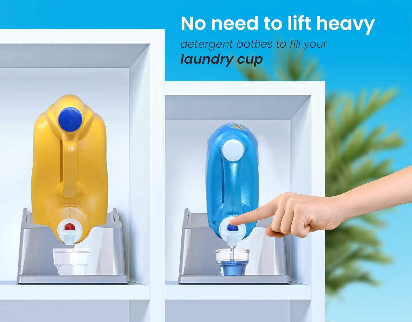 TidyFriend Liquid Laundry Detergent Holder Stand with Drip Tray & Rubber-Grip Feet, Stand for Laundry Room Organization and Storage, Fabric Softener Dispenser with Cup Holder for Easy Pouring (Grey)