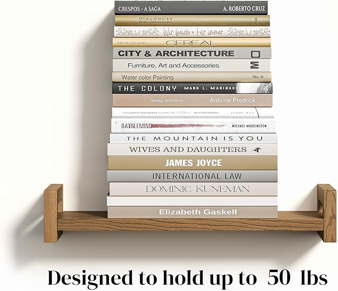 Vailando Floating Shelves for Wall, Set of 4 Solid Wood Wall Mounted Shelves, 16" Rustic Walnut Display Shelf for Bedroom, Living Room, Bathroom, Kitchen – Strong Load Capacity & Natural Pine