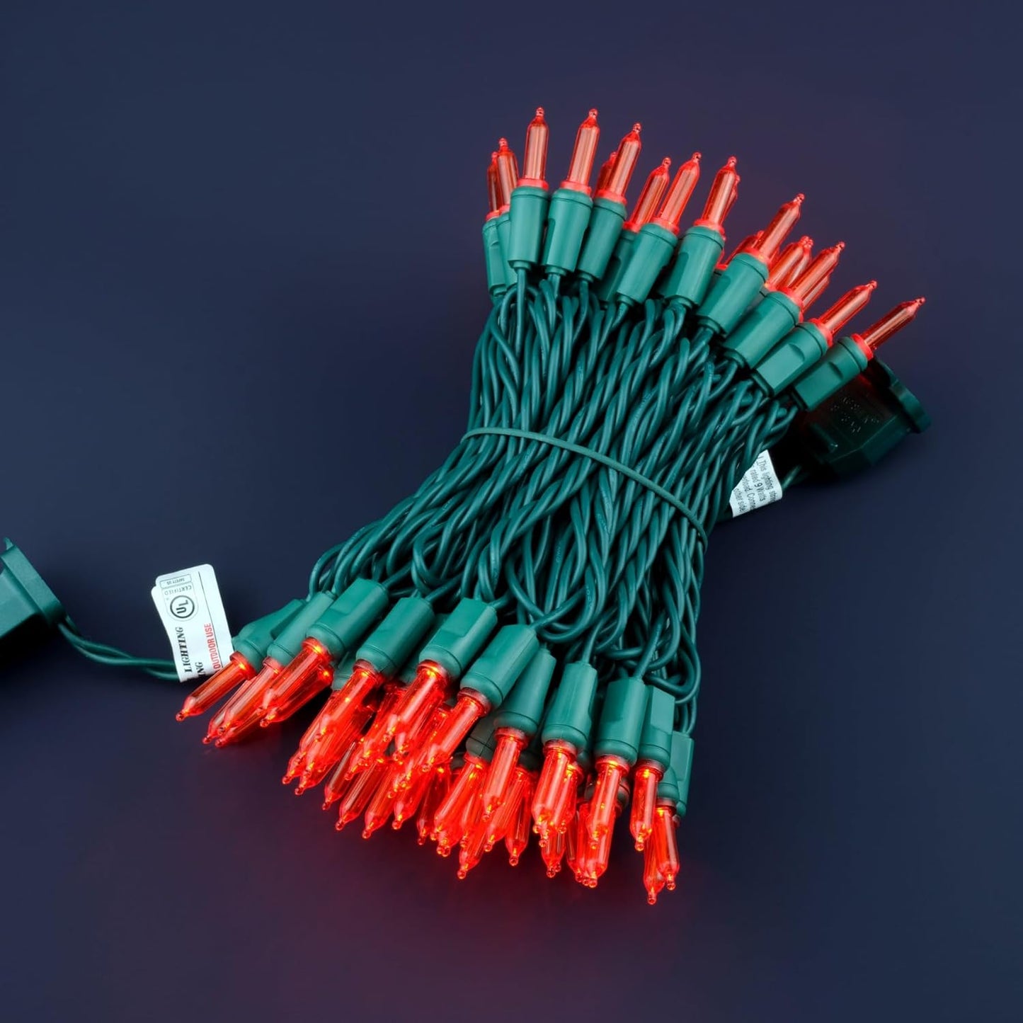 100 Red One-Piece LED Christmas Lights, 33 ft Green Cord High Waterproof UL Certified T5 Outdoor String Lights (Red)