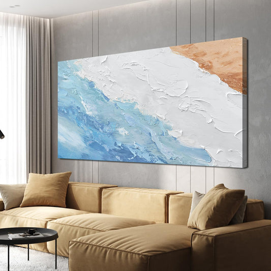 Abstract Canvas Wall Art Decor Wall Pictures for Living Room Art Work for Wall Decor Large Modern Abstract Wall Art Prints White Blue Wall Art Artwork for Walls Bedroom Office Wall Art Decor 24" X 48"