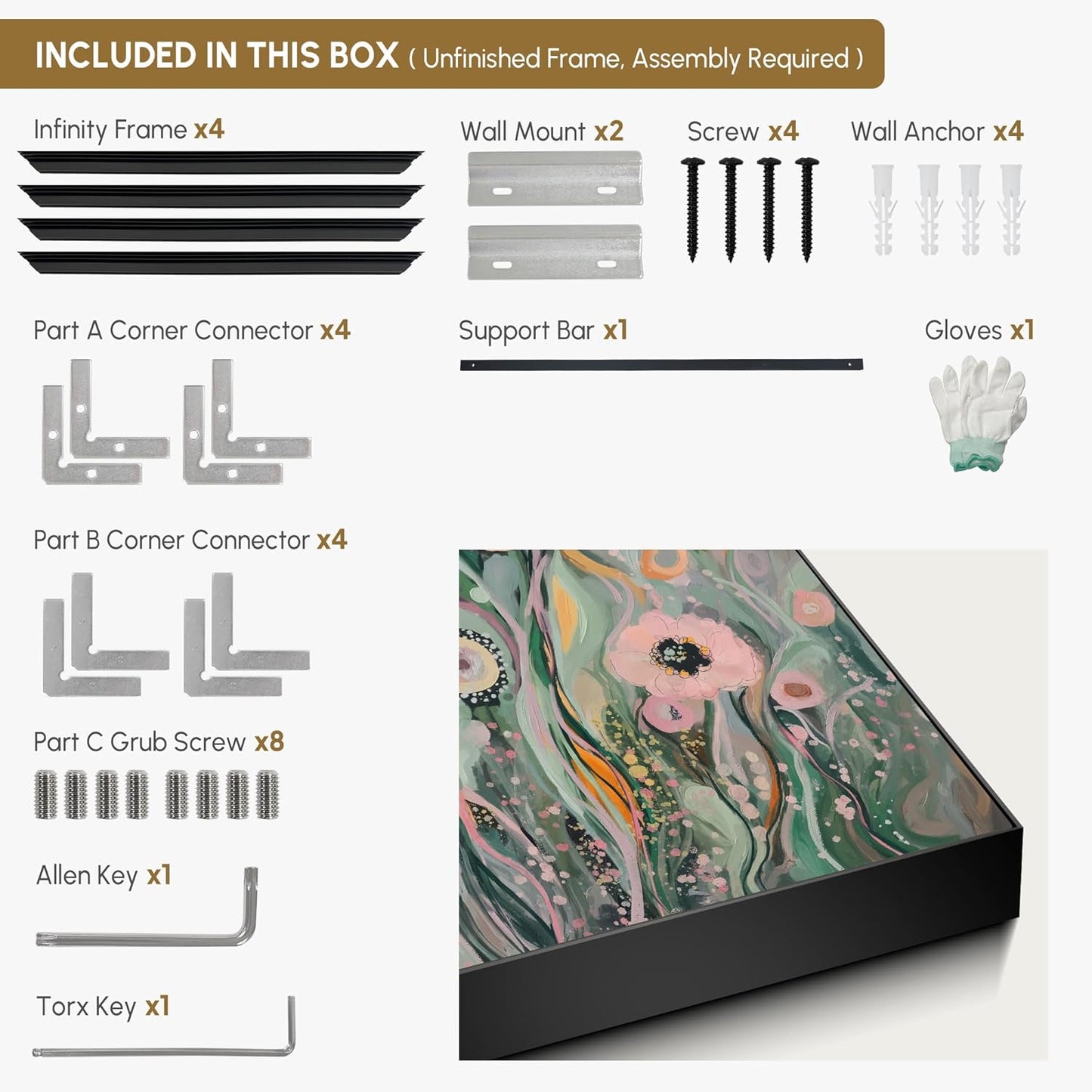 SIGNWIN 24"x46" Extra Large Framed Wall Art Whimsical Garden Bloom, Colorful Abstract Floral for Home Living Room Bedroom Decor (Frame Assembly Required)