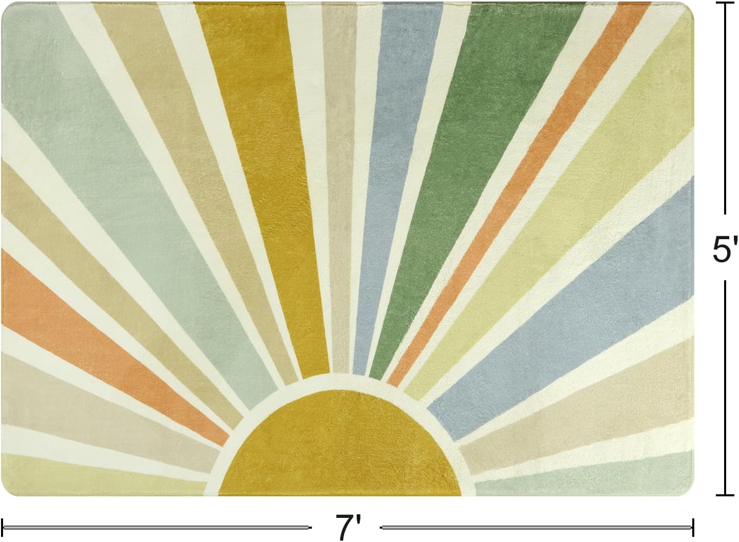 STARUIA Kids Rugs for Playroom & Nursery - 5'x7' Boho Washable Rainbow Area Rug, Non-Slip Soft Carpet for Classroom, Office & Dining Room
