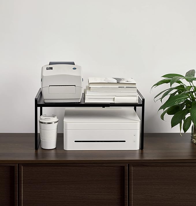 Nxconsu Expandable Cabinet Shelf Organizer Riser for Kitchen Pantry Cupboard Under Sink Countertop Home Storage Organization Rack Space Saver Freestanding Heavy Duty Nonslip Stackable Black