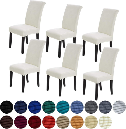 Howhic Stretch Chair Covers for Dining Room Set of 6, Removable Washable Dining Room Chair Covers, Dining Chair Slipcovers Seat Protector, Great for Home and Banquet Decoration (Ivory, 6 Pack)