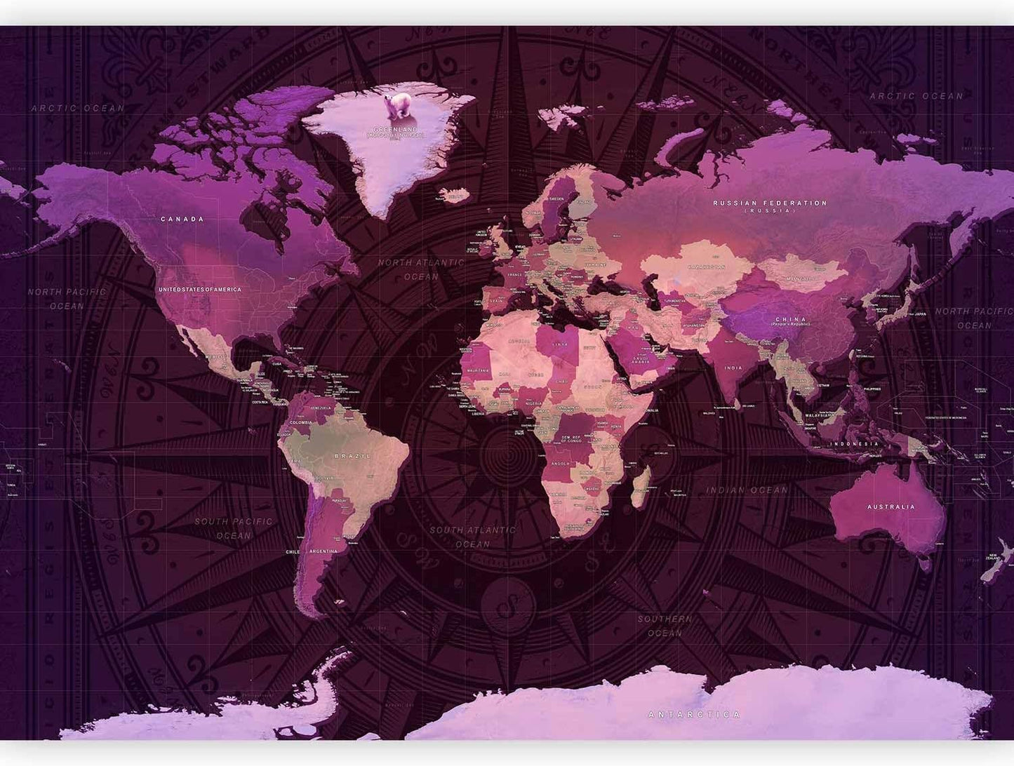 artgeist Wall Mural World Map 79x55 in - XXL Non-Woven Wallpaper Fleece Wall Decor Photo Print Picture Image Design Home Map of The World k-A-0273-a-a