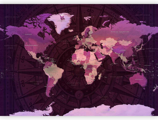 artgeist Premium Wall Mural World Map 98x69 in - XXL Non-Woven Wallpaper Fleece Wall Decor Photo Print Picture Image Design Home Map of The World k-A-0273-a-a