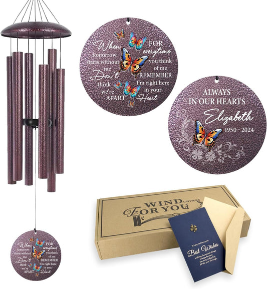 ASTARIN 36" Large Deep Tone Personalized Sympathy Wind Chimes, Memorial Wind Chime for Loss of Mother Father Loved One, Bereavement Gifts Decor Outdoor Patio Garden Graveyard