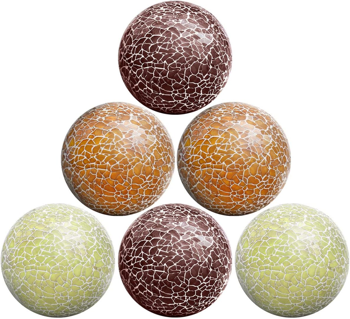 6 PCS 2.5inch Glass Decoration Orbs Set Glass Mosaic Sphere Balls Mix Color Bowls Vases Table Centerpieces Home Living Room Christmas Wedding Party Ornaments