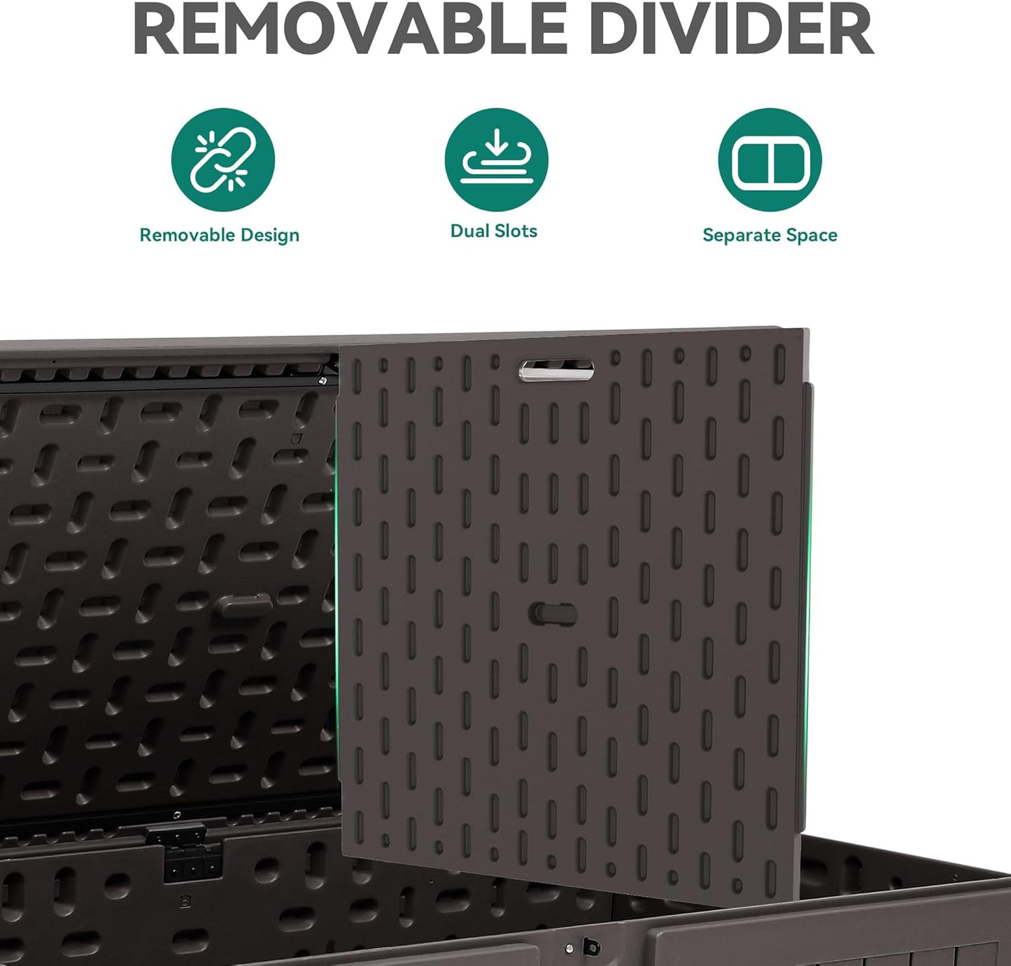 YITAHOME 200 Gallon Extra Large Deck Box, Double-Wall Resin Outdoor Storage Box with Flexible Divider for Patio Cushions Pool Supplies Garden Tools, 990 lbs Load Capacity, Lockable (Brown)