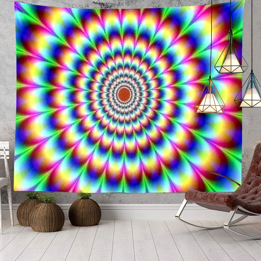 Trippy Rainbow Spiritual Tapestry Psychedelic Abstract Colorful Vortex Wall Hanging Decor Mandala Hippie Large Tapestry Background for Bedroom Living Room Dorm(80x60 Inch)