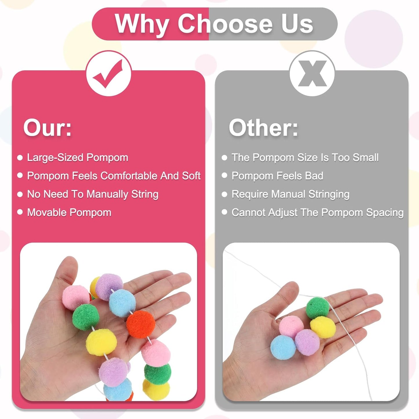 PATIKIL 26Ft Pom Pom Garland Decorations, 4Pcs Colorful Felt Ball Garland Banner Cute Rainbow Pompom Hanging Decorations for Tree Ornaments Decor, Yellow/Brown/Gold Tone/White/Orange/Red