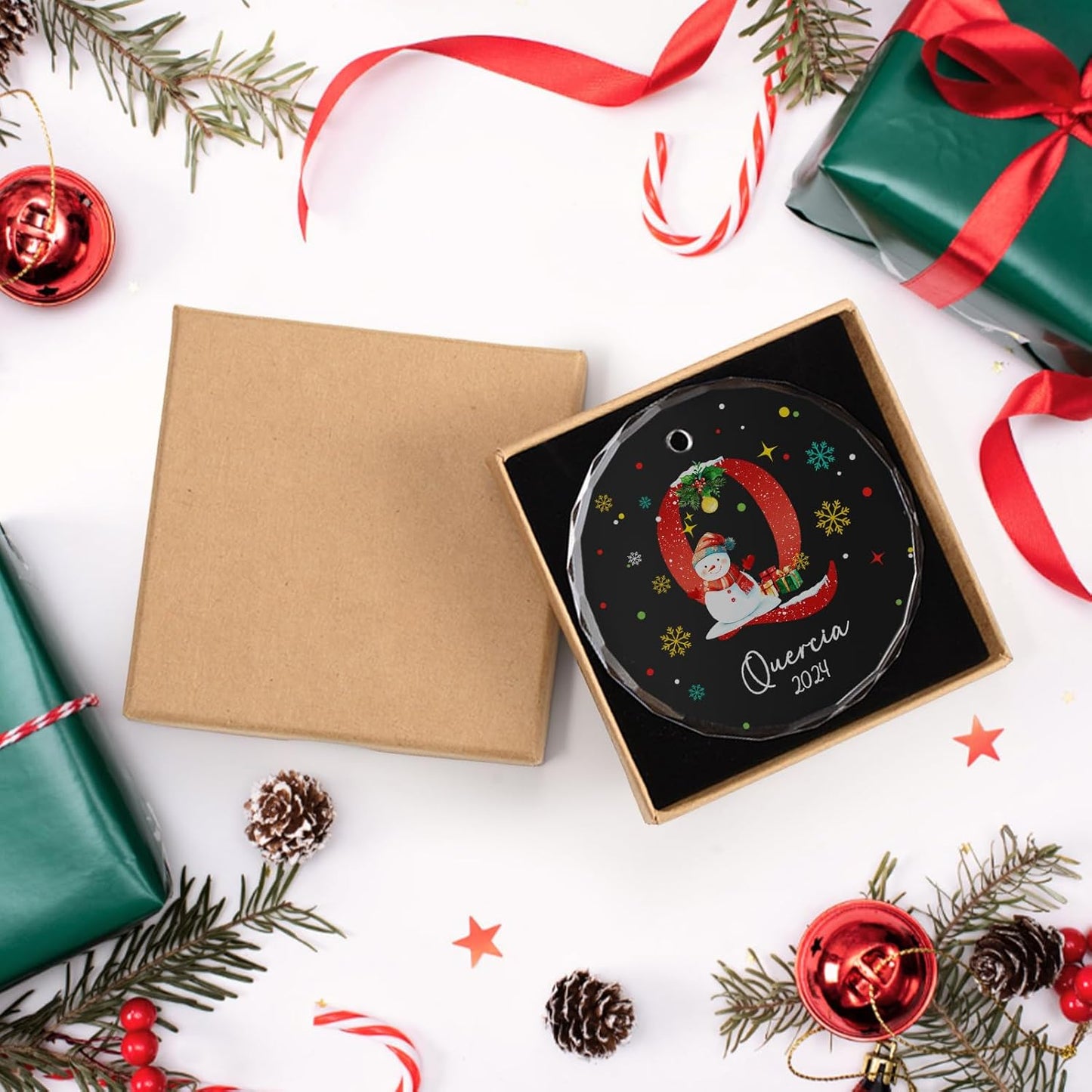 Personalized Christmas Ornaments with Initial Name, Acrylic Custom Monogram Initial A-Z Christmas Ornament 2025 for Kids Family Friends, Customized Letter Name Ornaments for Christmas Tree Decorations