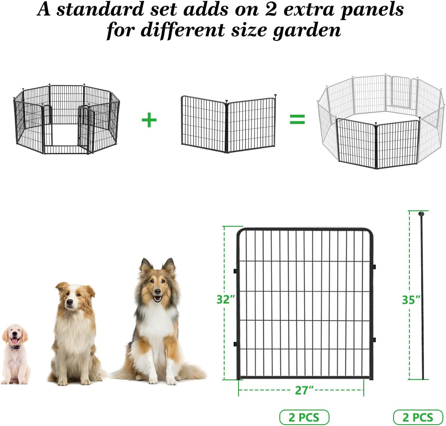 Decorative Black Metal Fencing Garden Fence with Gate, 4.5ft(L) 32in(H) 2 Fence Panels No Dig Fence Rustproof Animal Barrier Fence Temporary Dog Panels Fencing Outdoor