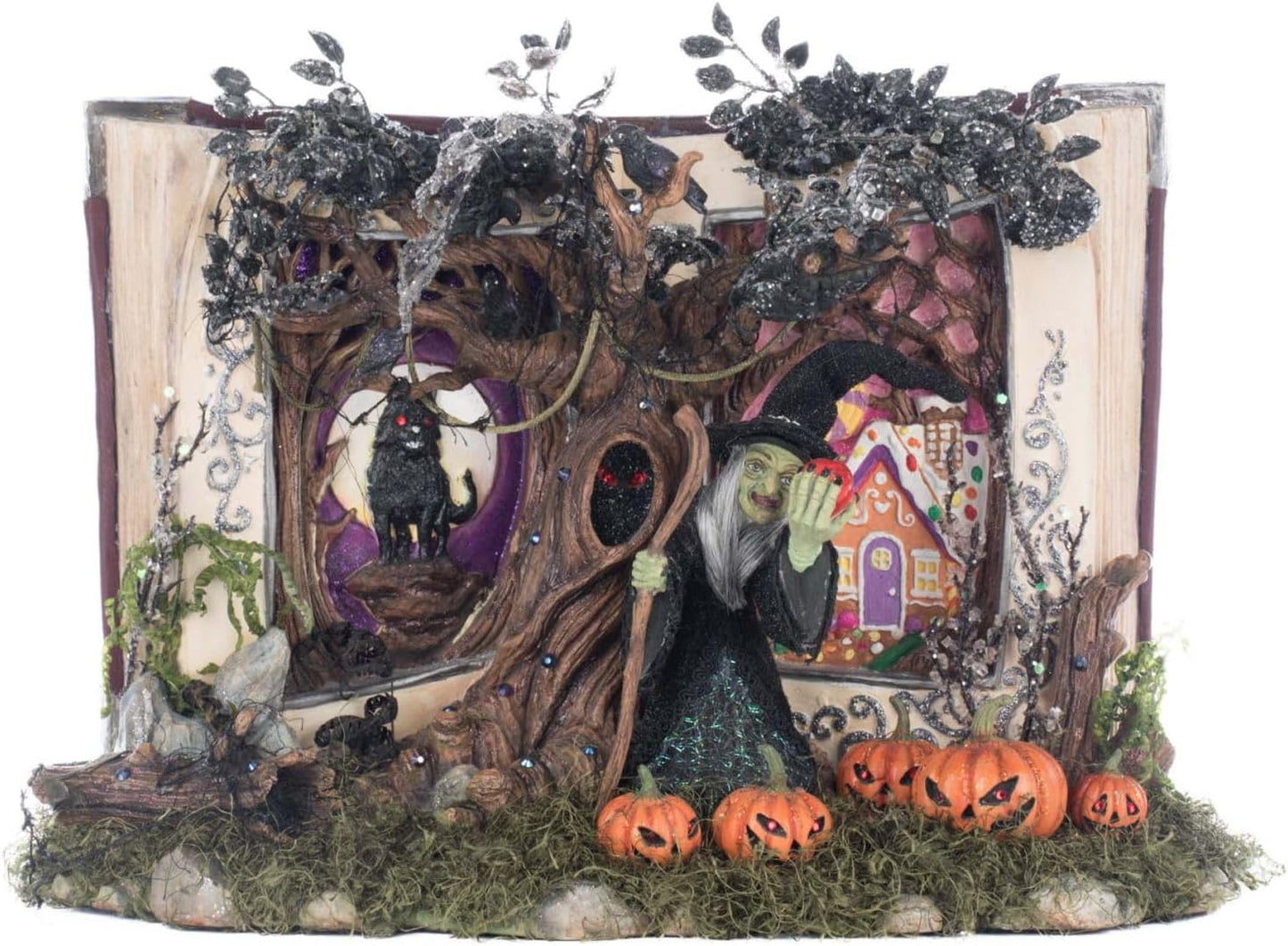 Katherine's Collection 2025 Hansel and Gretel Pumpkin Scene - Lighted Halloween Decoration with Resin Hansel and Gretel Fairy Tale - Grimm Halloween Decor & Eerie Ambiance