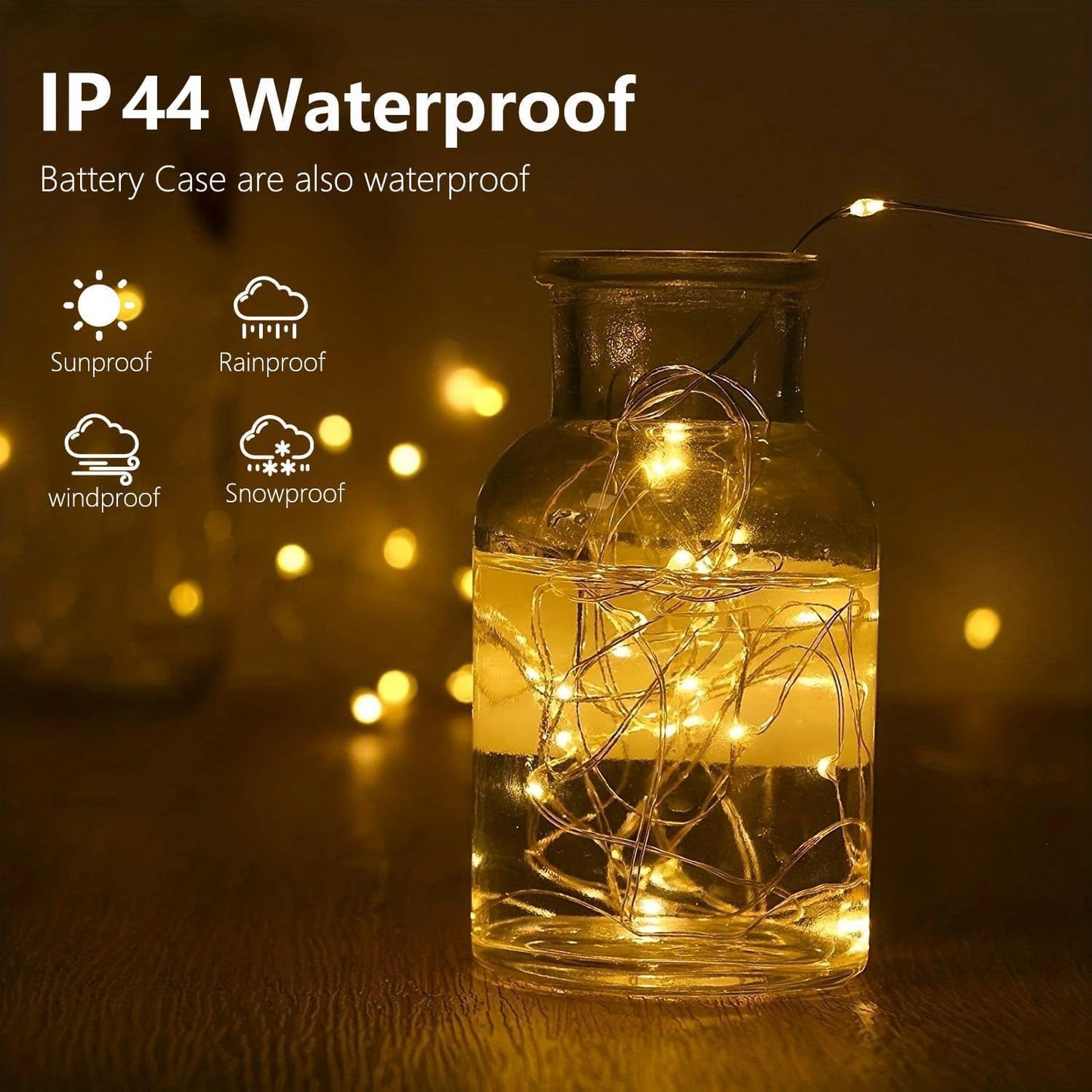 2-Pack Fairy Lights Battery Operated with Remote, Waterproof 66FT 200 LED Battery String Lights Outdoor Indoor, 8 Modes Twinkle Lights with Timer for Bedroom Wedding DIY Christmas Decor (Warm White)