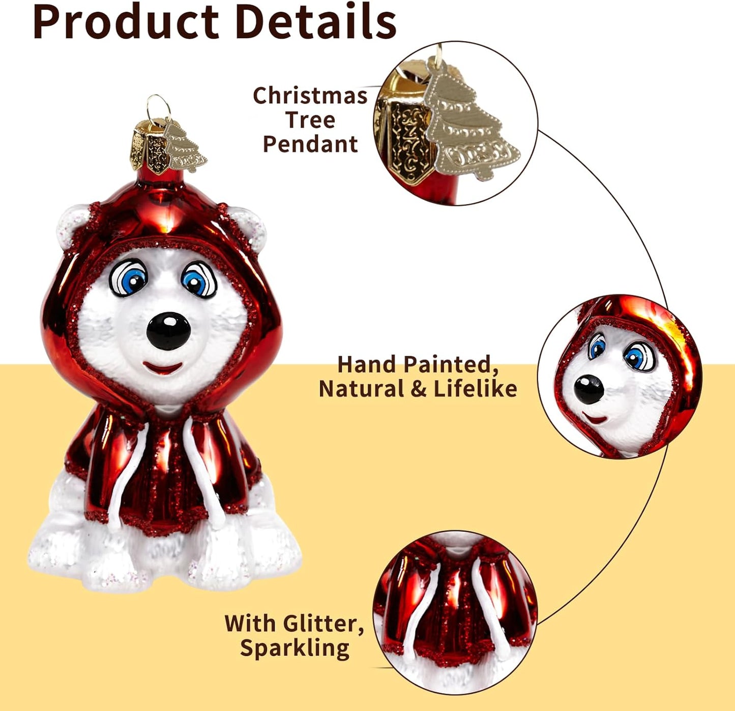 Christmas Ornaments,Glass Blown Ornaments for Tree,Personalized Polar Bear Collection Hanging Ornaments,Christmas Decorations for Xmas Tree Holiday Party Gifts(Polar Bear)