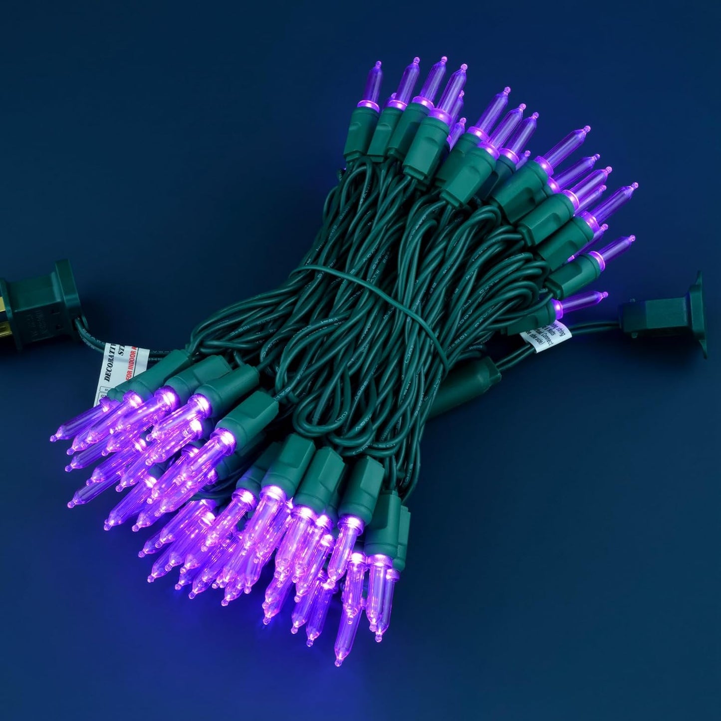 100 Purple One-Piece LED Christmas Lights, 33 ft Green Cord High Waterproof UL Certified T5 Outdoor String Lights (Purple)