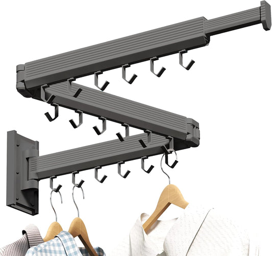 Laundry Drying Rack,Drying & Clothes Rack,Wall Mounted,Retractable & Collapsible, Grey