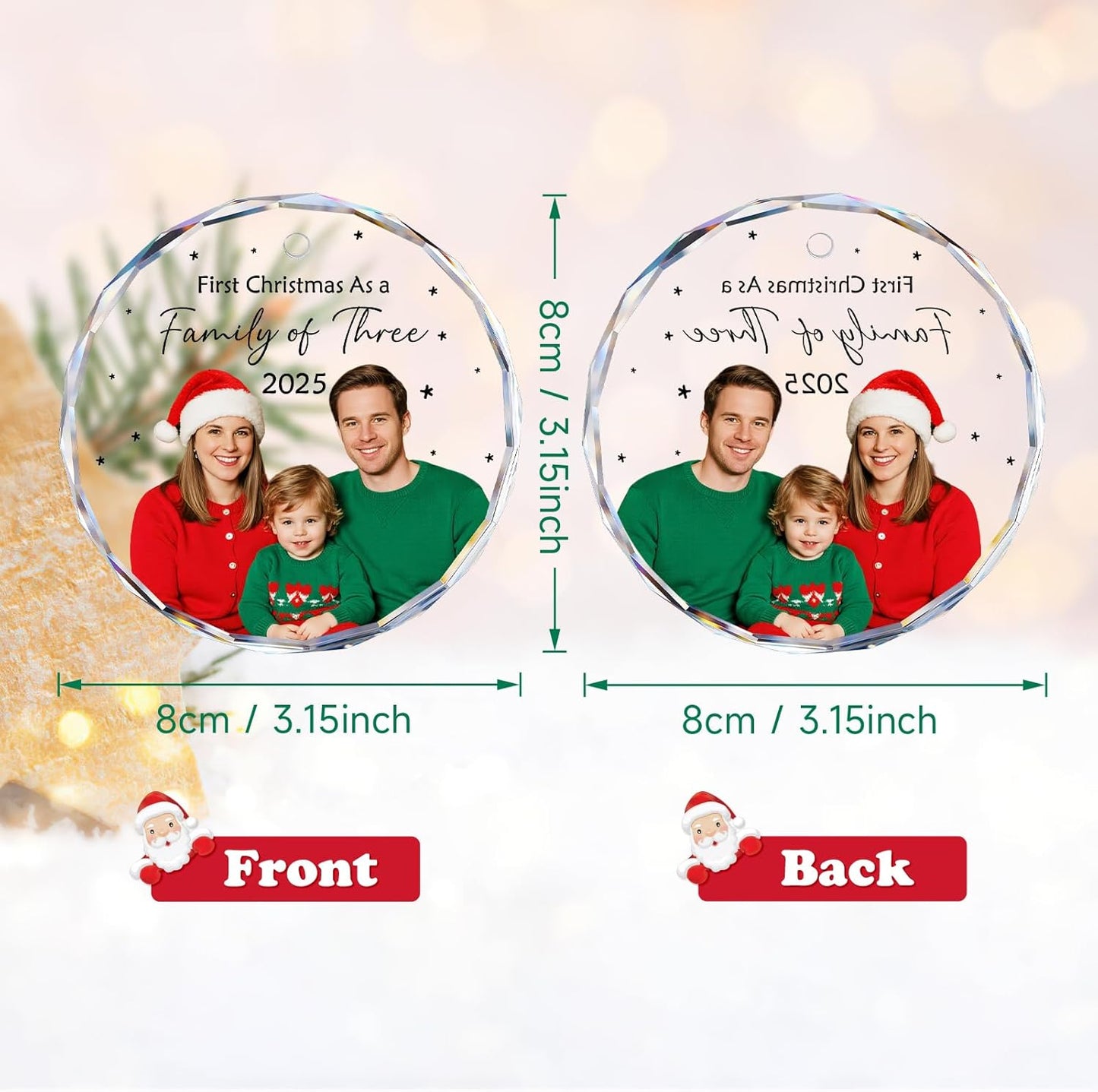Family Christmas Ornaments 2025 Personalized, Custom Name, Photo Ornaments for Christmas Tree Decorations, Customized