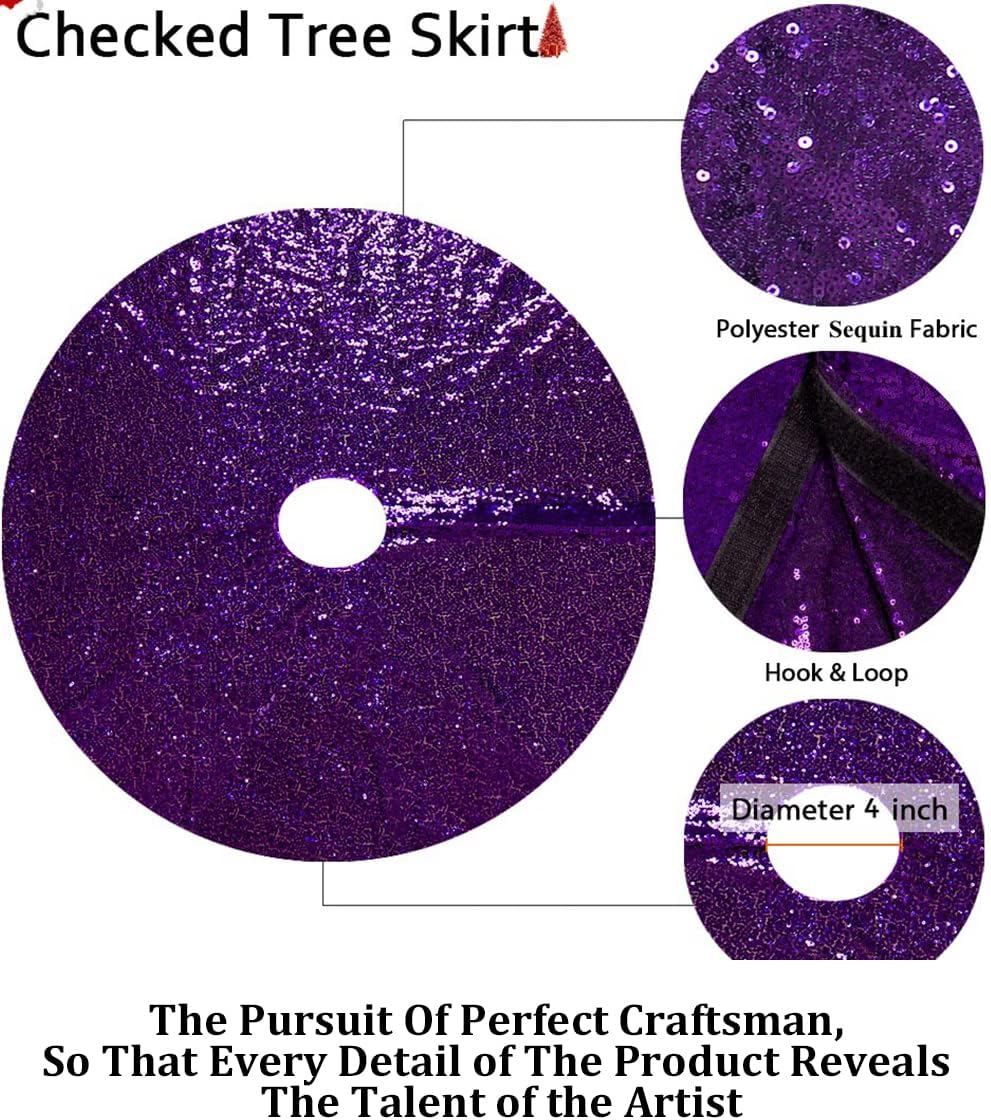 Partisout Sequin Tree Skirt - Glitter, Cotton, Colorful, Slim 36 Inch Tree Skirt for Christmas & Halloween