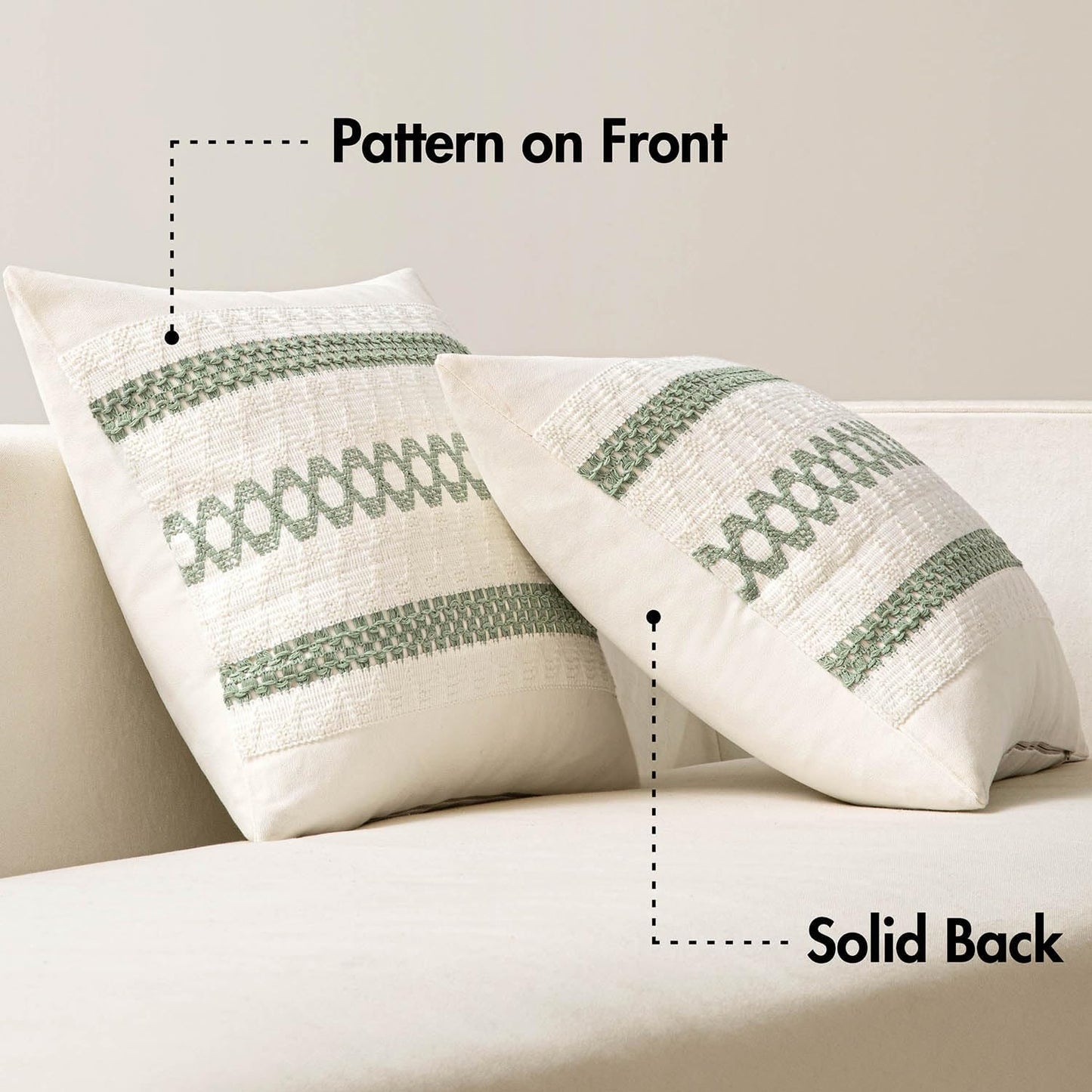 MIULEE Set of 2 Sage Green Boho Decorative Lumbar Pillow Covers 12x24 Inch Farmhouse Rustic Couch Throw Pillows Modern Summer Cushion Covers Retro Cute Macrame Woven Home Decor for Bed Sofa Chair