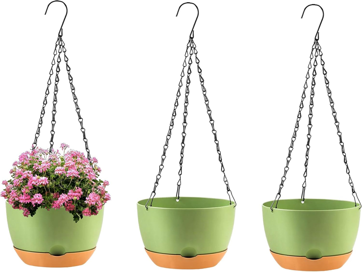 10 Inch Self Watering Hanging Pots, 3 Pack Hanging Planters