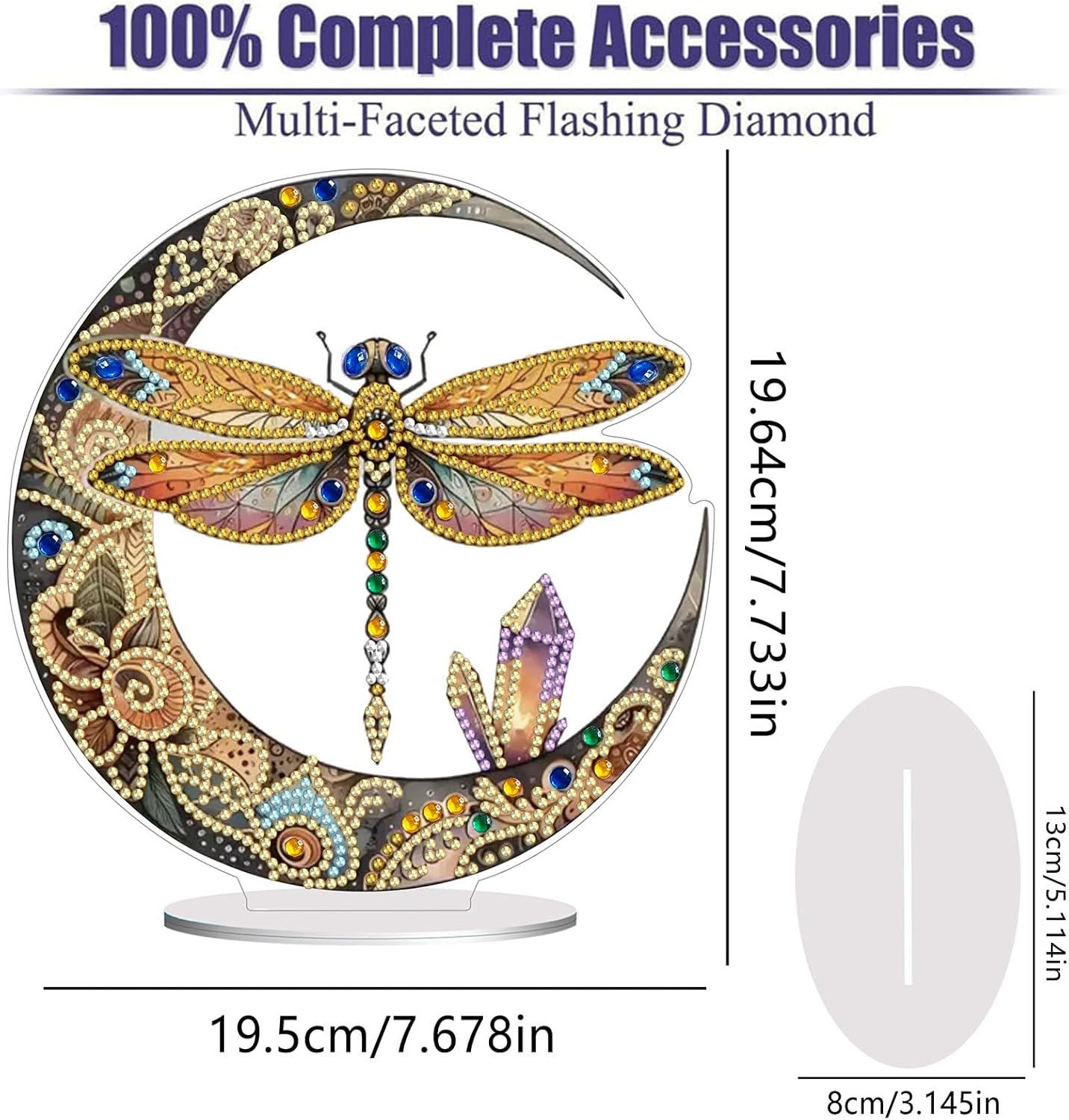 Diamond Painting Kits for Adults Beginners, 5D Full Drill Dragonfly Crystal Art Desktop Ornament, DIY Single Sided Home Office Desk Decor, Creative Craft Gift Set with Tools