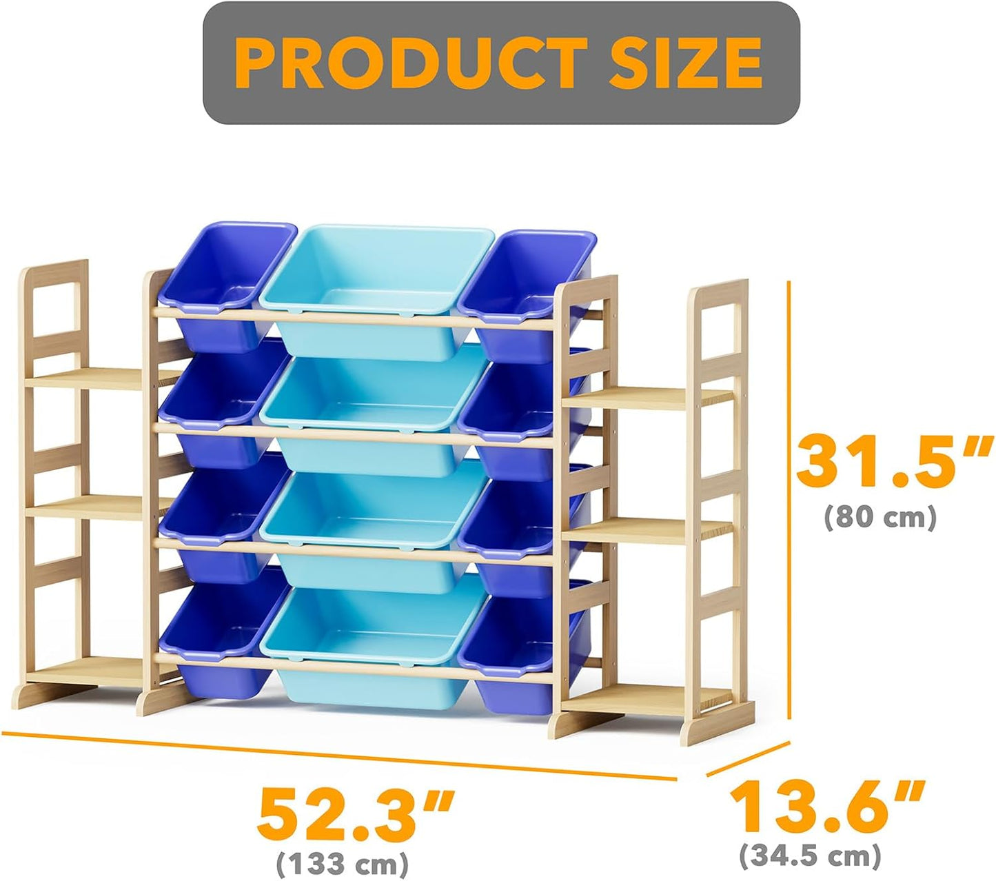 SpaceAid Toy Storage Organizer with 6 Shelves and 12 Bins, Toy Organizers Storage Bookshelf, Kids Bin Shelf Toys Box Bookcase for Bedroom Playroom Organization Room Decor, Blue and Navy Blue