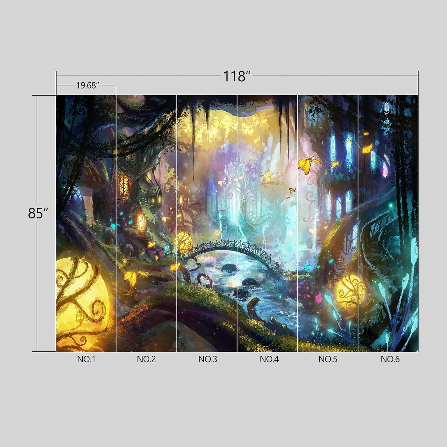 Enchanted Forest Wallpaper Peel and Stick Wall Mural for Bedroom Living Room - 85"x118"