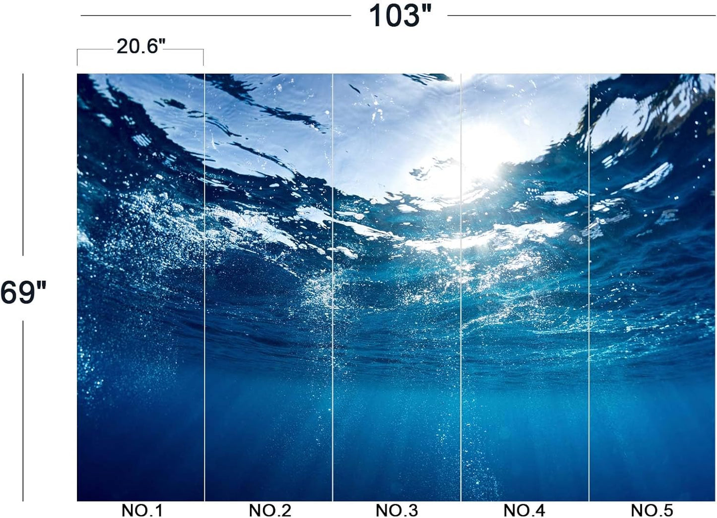 Sunlight Shining into The sea Wall Mural Wallpaper for Bedroom 103" x 69"