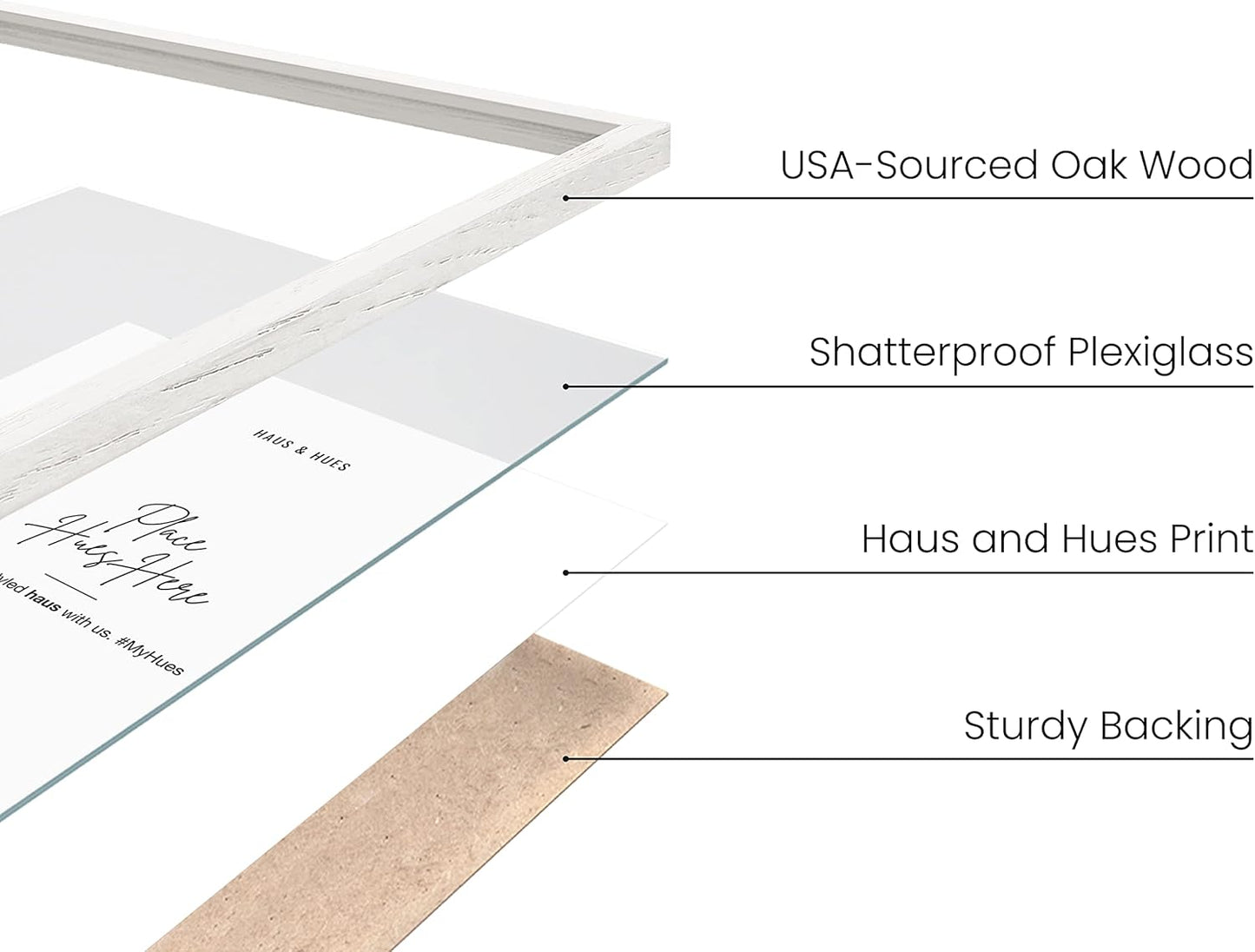 HAUS AND HUES 16x20 White Picture Frame - 16x20 White Frame 16x20, Wooden Picture Frames, White 16x20 Picture Frame White, 16x20 Inch Frame, White Photo Frame (White Oak Frame)