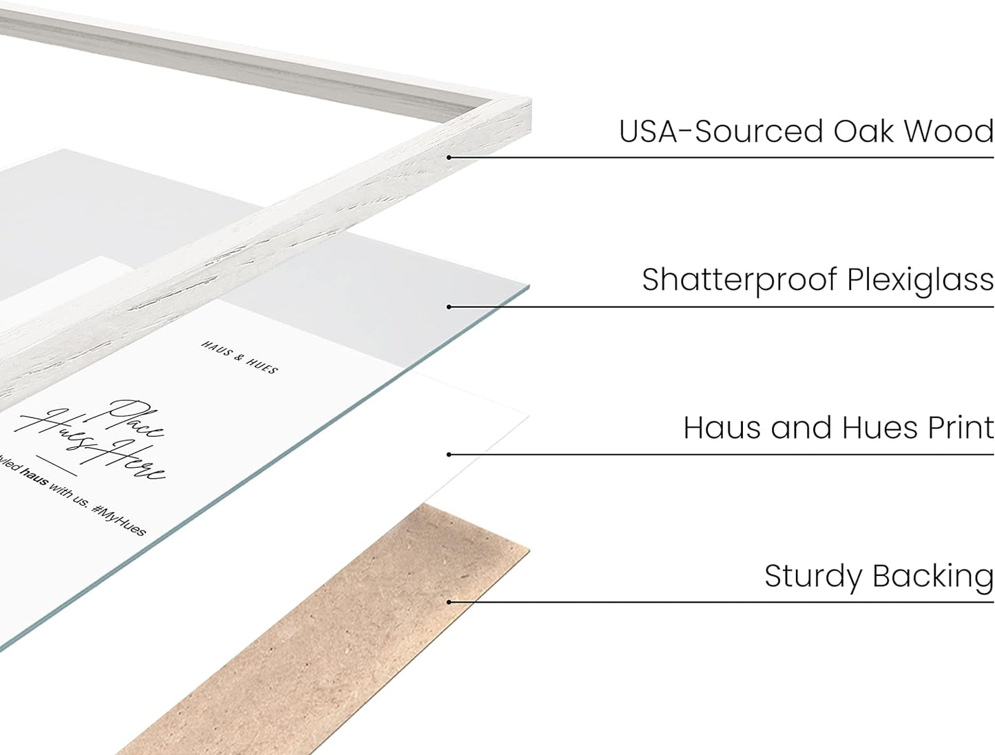 Haus and Hues 20x30 White Oak Wood Picture Frames Set of 25 - Premium Bulk Picture Frames 20x30 Bundle - Elegant Gallery Wall Frame Set for Posters, Art Display - Ideal for Wall Decor in Home & Office