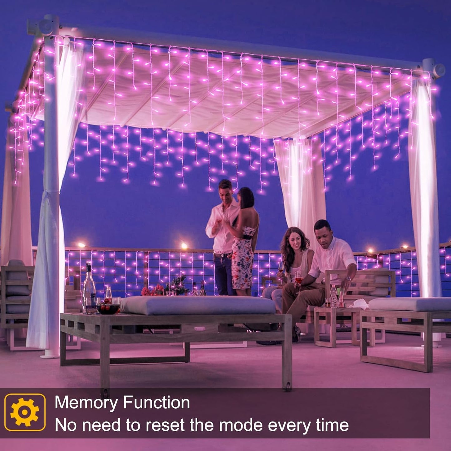 66ft Pink LED Icicle String Lights Indoor for Bedroom, 640 LED Patio Lights for Outside Clear Wire Connectable Twinkle Light with 8 Modes Timer Waterproof for Party Wedding Decoration