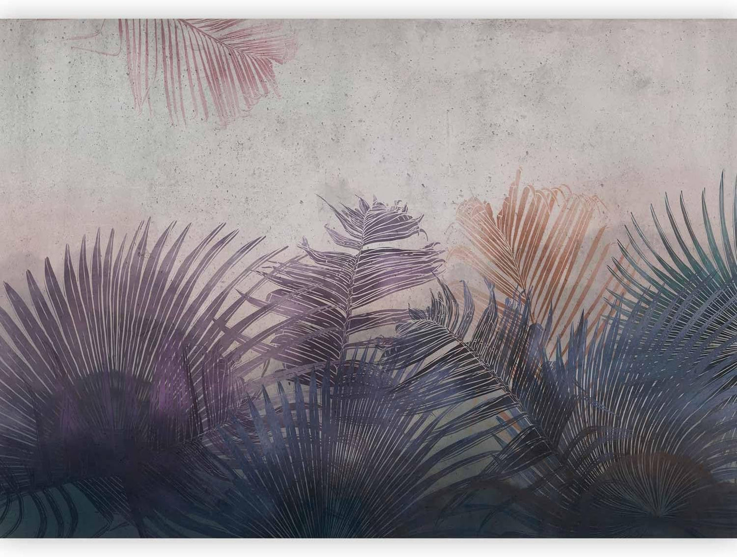 artgeist Premium Wall Mural Jungle 177x124 in - XXL Non-Woven Wallpaper Fleece Wall Decor Photo Print Picture Image Design Leaves Botanical Nature Purple Grey b-A-0827-a-a