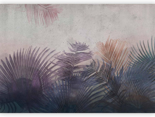 artgeist Premium Wall Mural Jungle 138x101 in - Non-Woven Wallpaper Fleece Wall Decor Photo Print Picture Image Design Leaves Botanical Nature Purple Grey b-A-0827-a-a