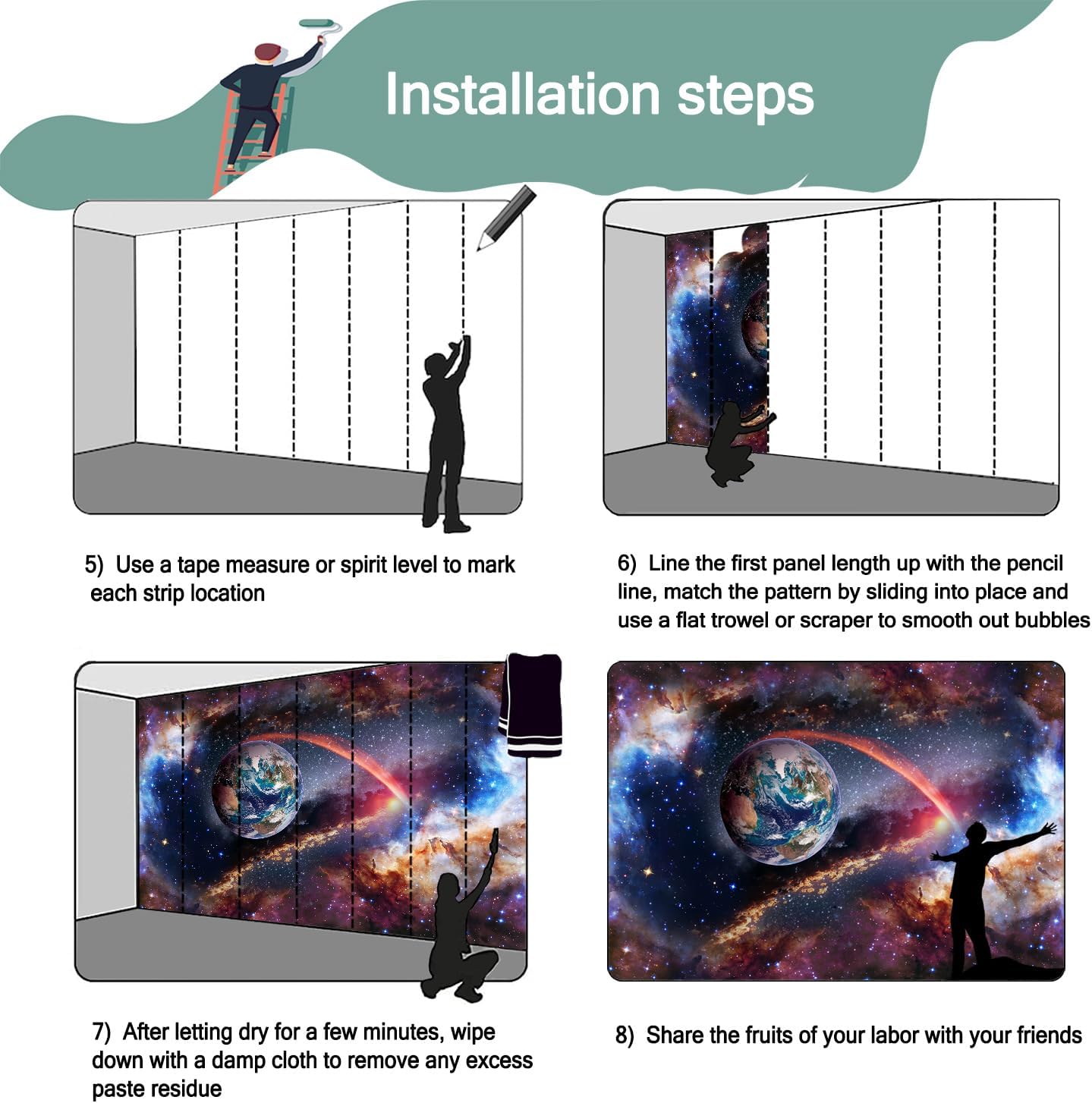 -Colorful Star Bright Star Bedroom Living Room Wallpaper XT13 L 180" x 115"