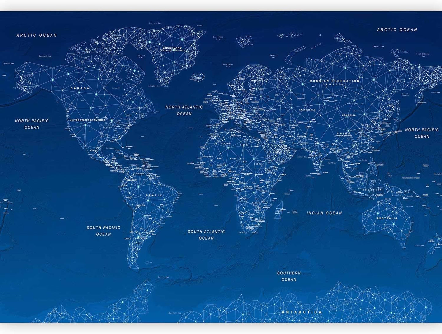 artgeist Premium Wall Mural World Map 157x110 in - XXL Non-Woven Wallpaper Fleece Wall Decor Photo Print Picture Image Design Home Map of The World k-A-0125-a-a