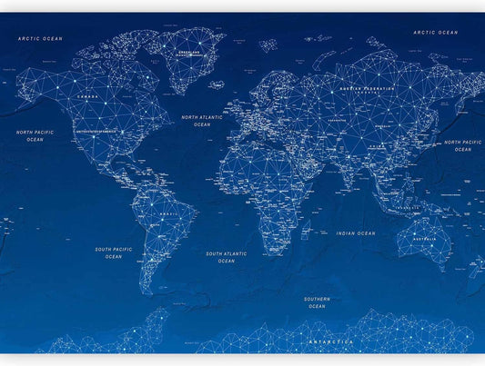 artgeist Premium Wall Mural World Map 157x110 in - XXL Non-Woven Wallpaper Fleece Wall Decor Photo Print Picture Image Design Home Map of The World k-A-0125-a-a