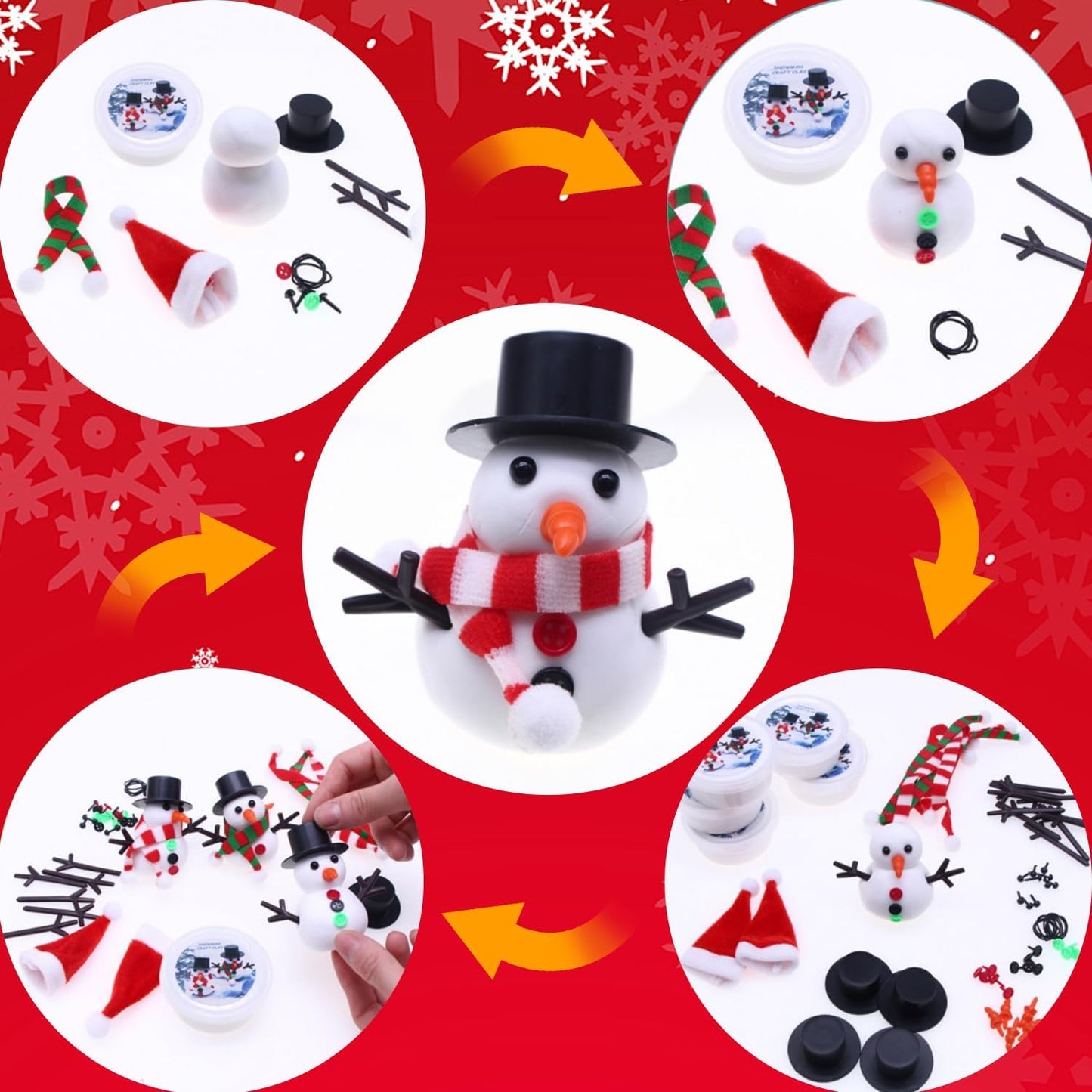 Build a Snowman Kit - Snowman Christmas Crafts, Modeling Clay DIY Kit, Creative Kids Air Dry Modeling Clay, Christmas Crafts Xmas Holiday Party Decor Gift
