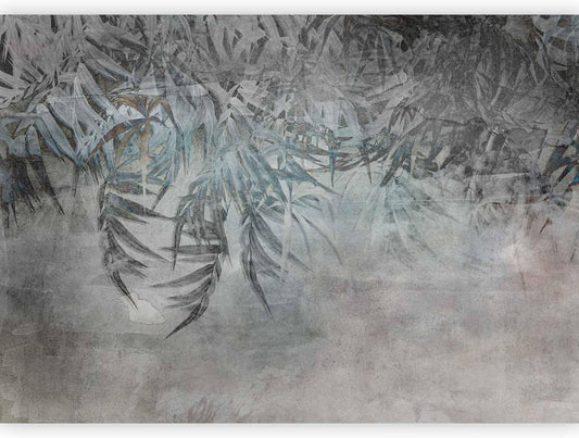 artgeist Premium Wall Mural Leaves 118x83 in - XXL Non-Woven Wallpaper Fleece Wall Decor Photo Print Picture Image Design Palm Leaves Concrete Nature Grey b-C-10103-a-a